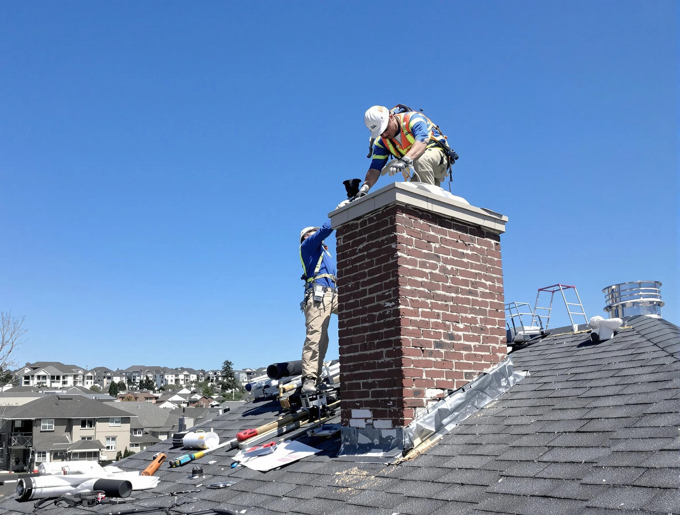 Monument Chimney Sweep repairing a chimney crown in Monument, CO