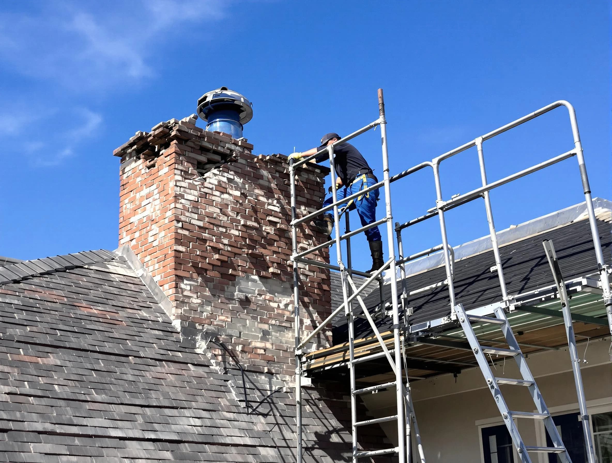 Rebuilding a chimney structure by Monument Chimney Sweep in Monument, CO