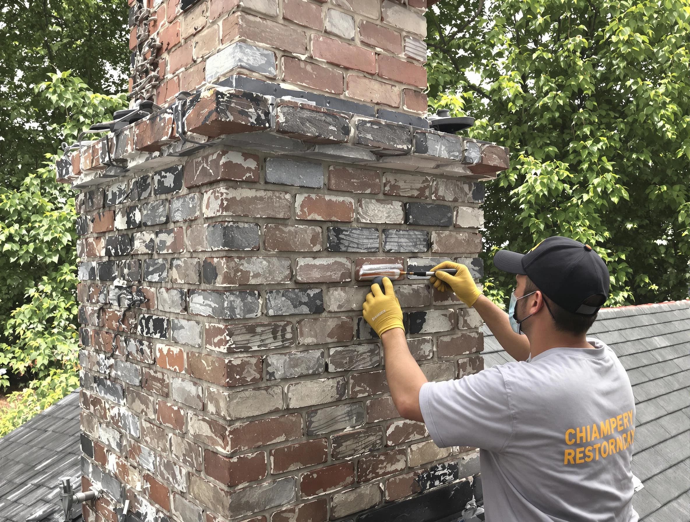 In-progress chimney restoration by Monument Chimney Sweep in Monument, CO