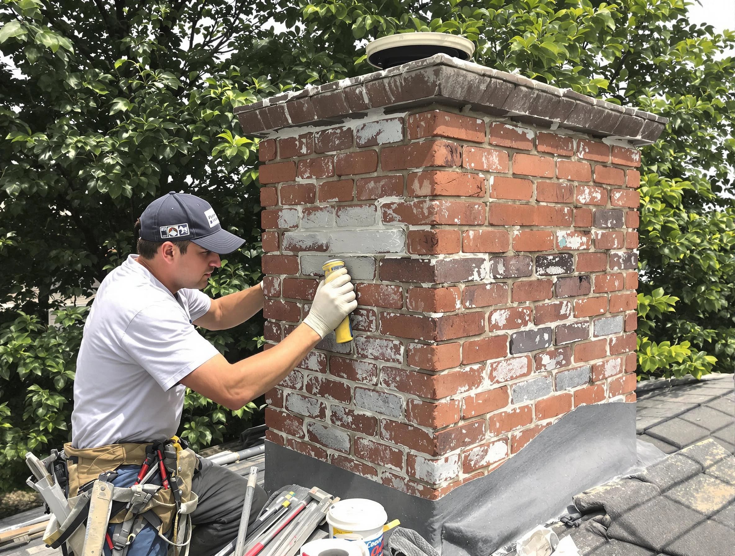 Monument Chimney Sweep restoring an aging chimney in Monument, CO