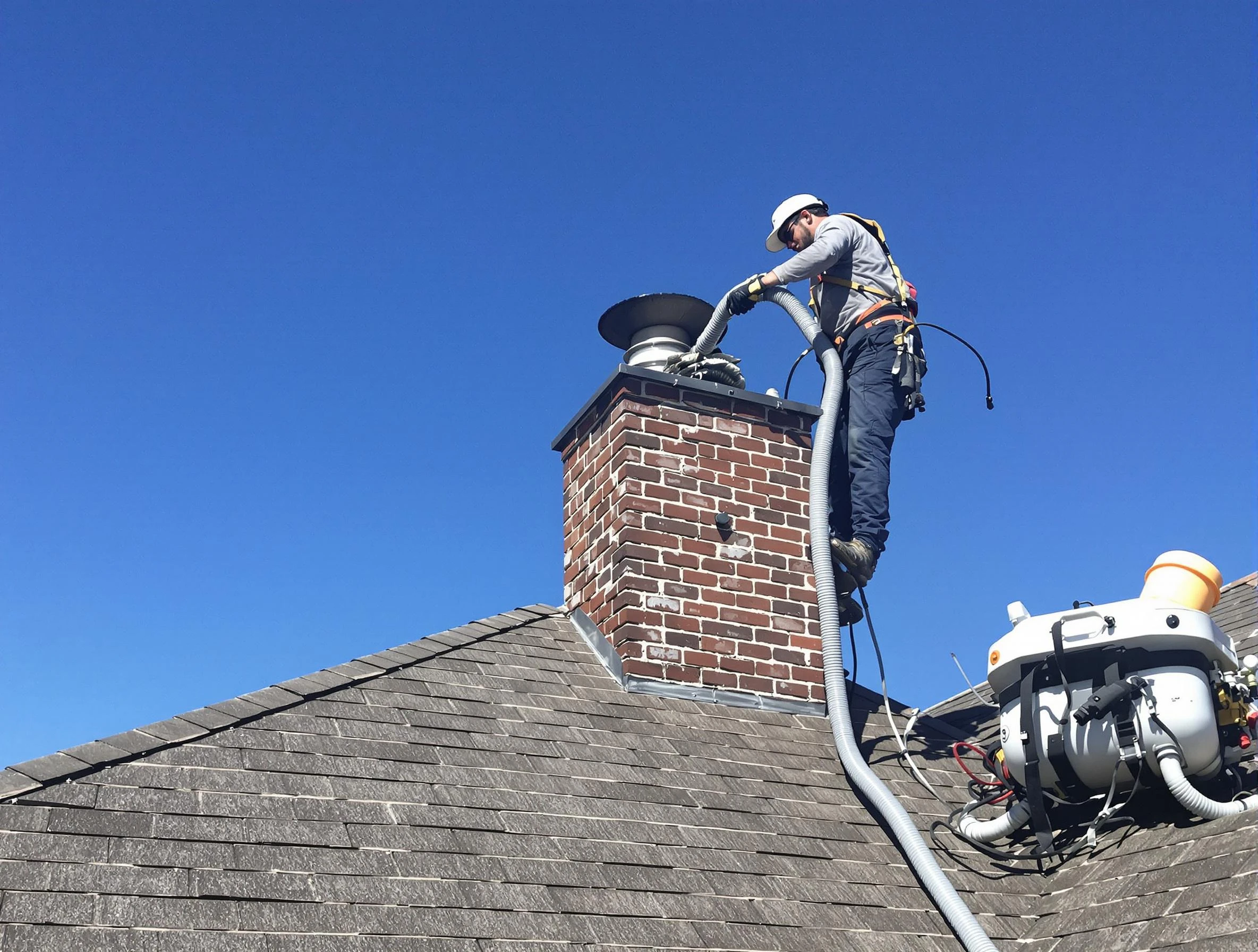 Dedicated Monument Chimney Sweep team member cleaning a chimney in Monument, CO