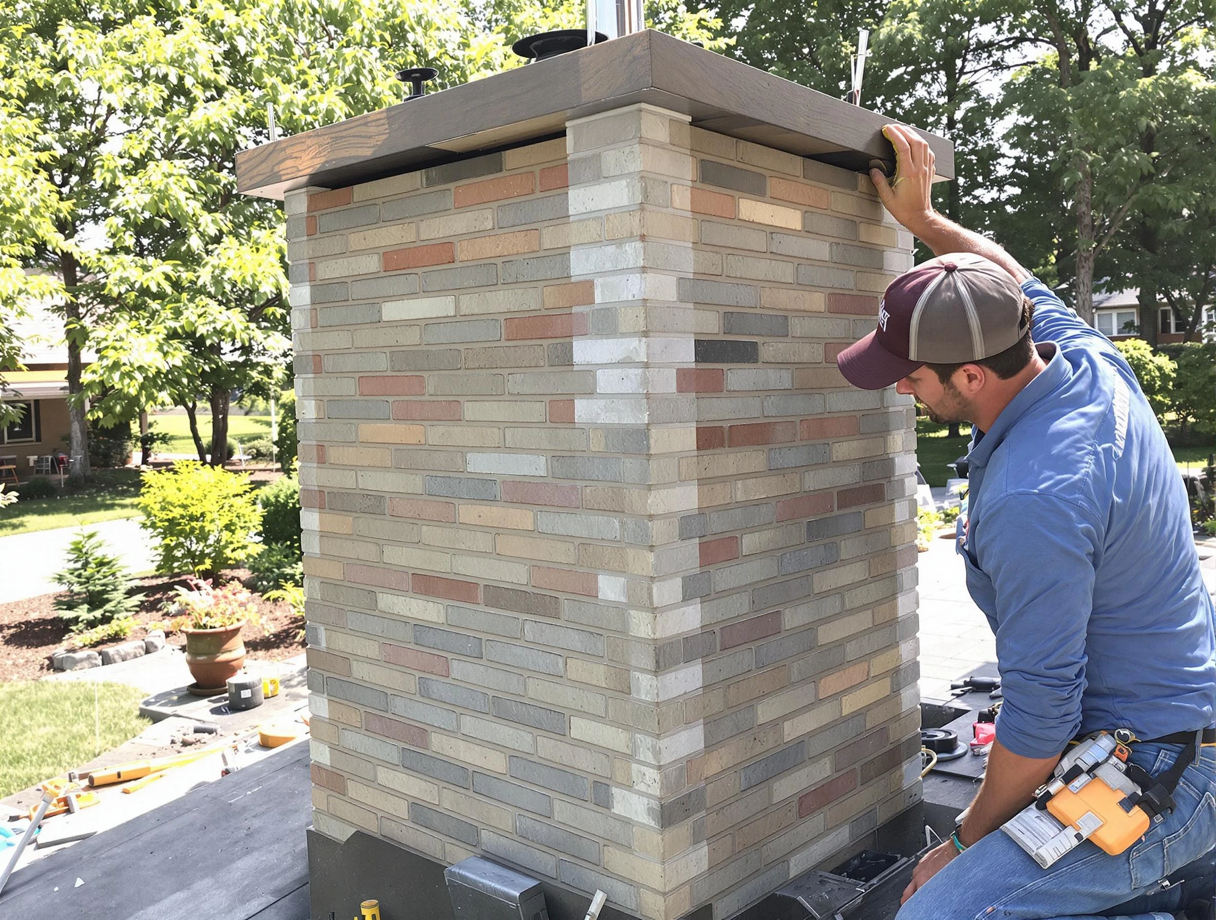 Monument Chimney Sweep completing a modern chimney remodel in Monument, CO